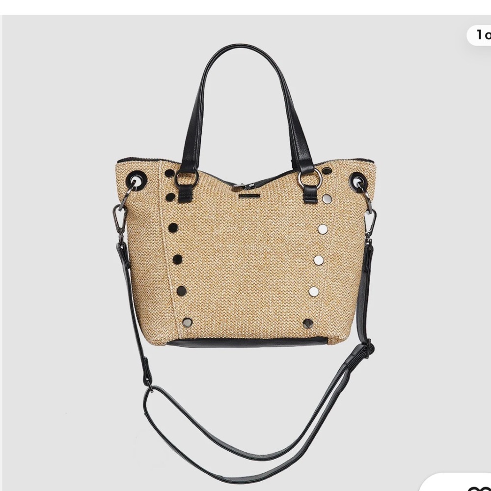 Hammitt Straw and Black Leather Satchel - Picture 3 of 9